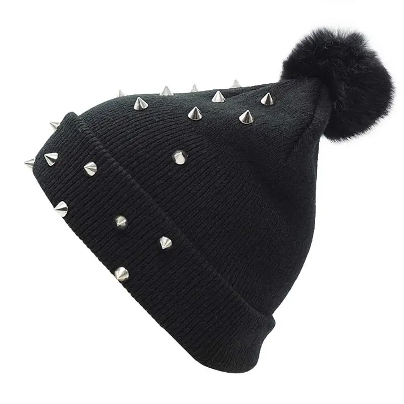 Winter Pompom Beanies Punk Rock Hip Hop 