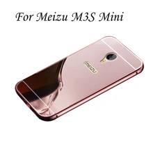 2 em 1 Destacável + Espelho de Metal de Alumínio Bumper Hard Case Voltar Para Meizu M3 5.0 “Moldura fina Coque Funda M3 Mini Tampa