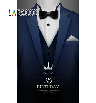 

Laeacco Happy Handsome Men's 30th 60 50 Birthday Party Suit Tie Photo Backgrounds Photography Backdrops Photocall Photo Studio