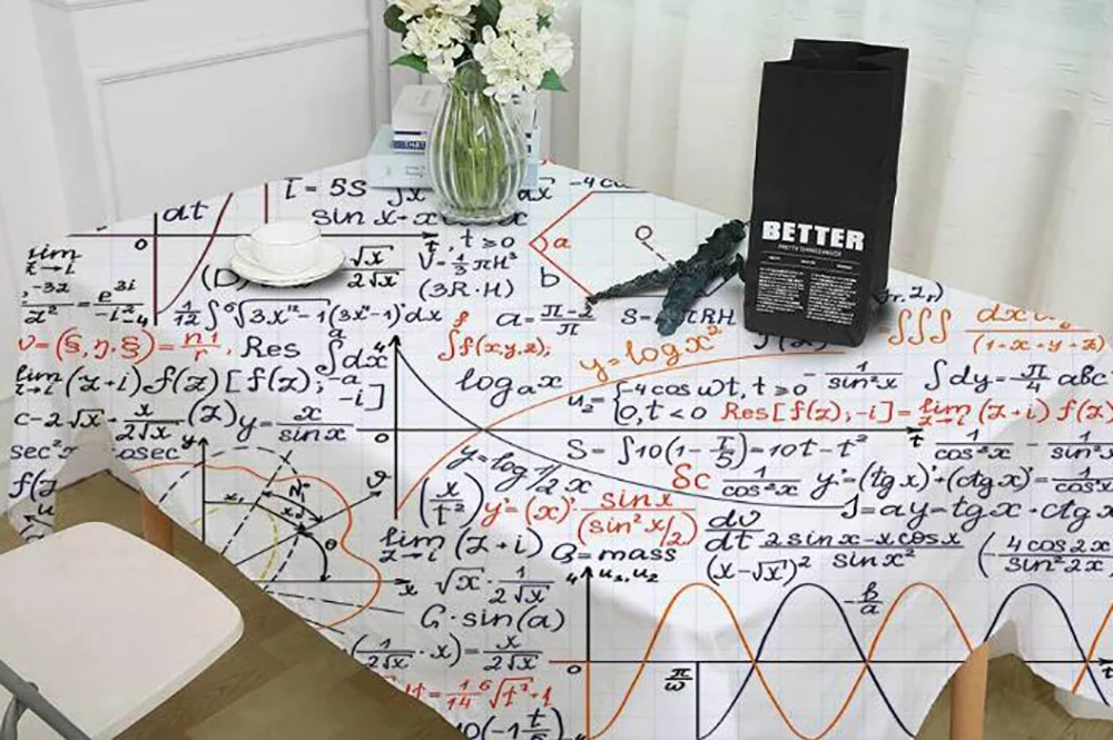 Miracille кухонная декоративная креативная полиэфирная ткань с рисунком математического символа скатерть обеденный кофейный чайный коврик для стола