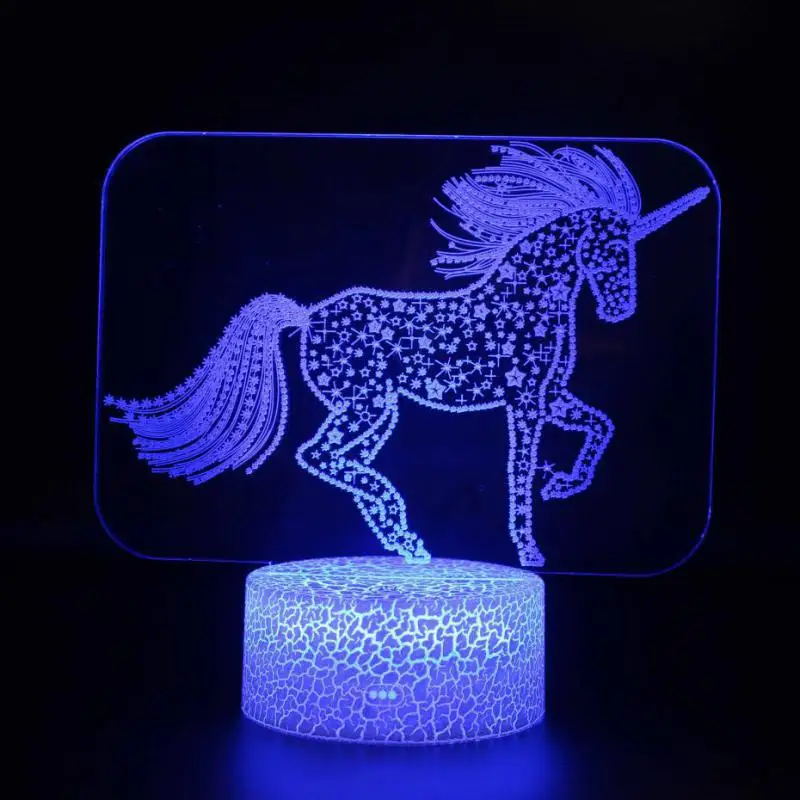 Лошадь Новинка Usb Led 3D лампа Детская комната украшения 3D ночник 7 цветов Изменение 3d светильники - Испускаемый цвет: S