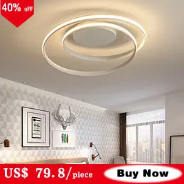 Дизайн, современная светодиодная люстра, круглые кольца для гостиной, белая черная рамка, ПВХ лампа, светодиодные светильники для дома