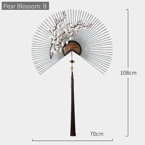 Металлические настенные украшения цветок гостиная настенный орнамент китайский современный креативный Диван ТВ фон 3d висящий роскошный настенный Декор - Цвет: Pear blossom B70
