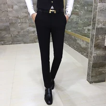 Новая мода,, бренд, мужской повседневный высококачественный однотонный костюм, брюки, мужской тонкий корейский стиль, легкий уход, костюм, брюки