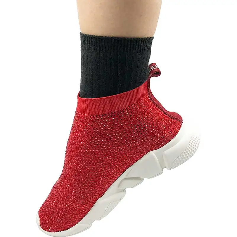 Elehot Rhinestone Red Sock Sneakers (5)