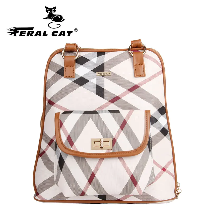 

FERAL CAT Female Famous Brands Women Backpack School Style Leather Bag For College Simple Design Women Casual Daypacks mochila