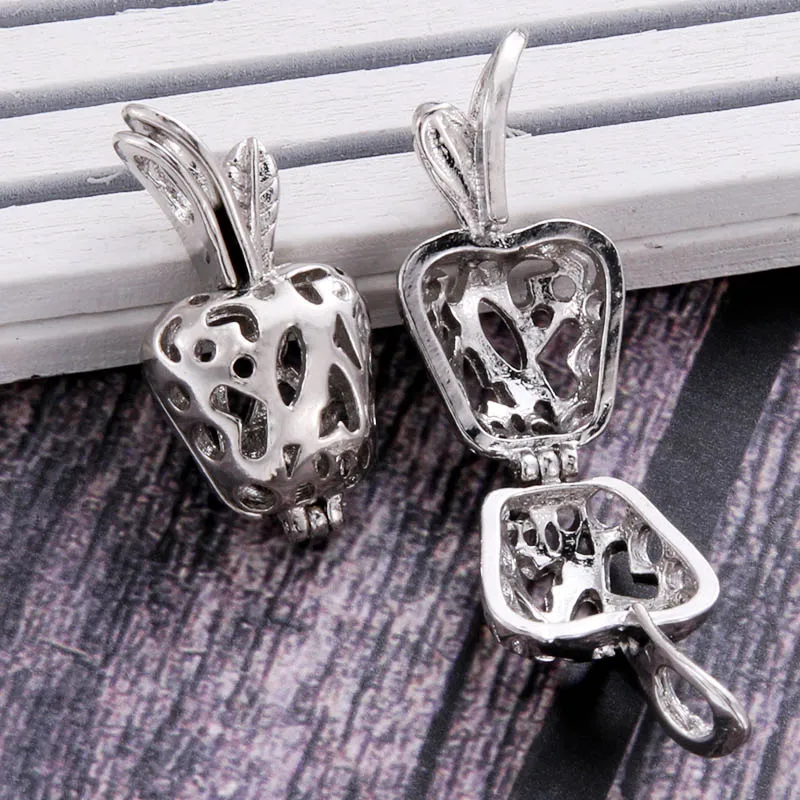 

4pcs 2 colors apple Aroma Diffuser Necklace Perfume Essential Oil Diffuser Aromatherapy Pendant Necklace Pearl cage