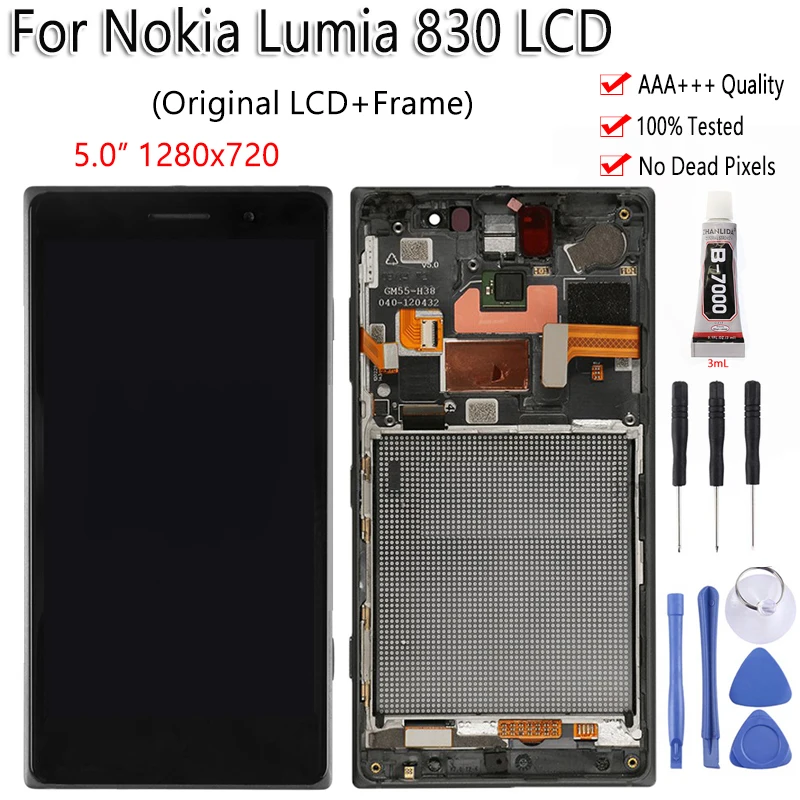 

Original For Nokia Lumia 830 LCD Display Touch Screen With Frame Digitizer Replacement Assembly For Nokia N830 LCD 100% Tested