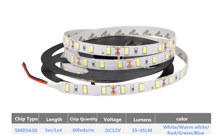 1/2/3/4/5 M IP65 Водонепроницаемый Светодиодные ленты света 5630 SMD DC12V 60 Светодиодный/M 5730 бар гибкий свет ярче, чем 3528 5050 Светодиодные ленты лента