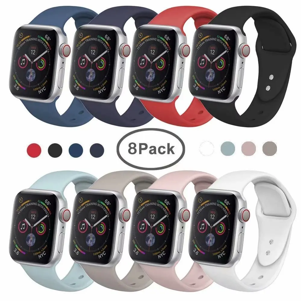 

10pcs/lot 8 Morandi Colors Pure Silicone watchband for Apple Smart i-Watch 38/40/42/44mm Wrist Strap bands 1/2/3/4G wristband