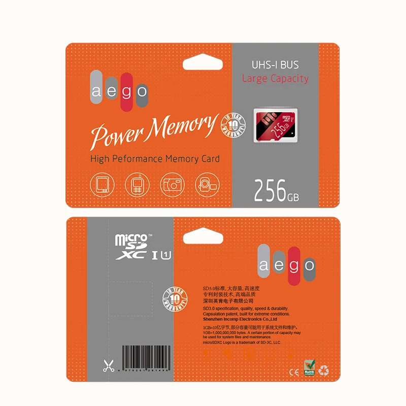 AEGO Micro SD карта памяти 16 ГБ 32 ГБ 64 Гб 128 ГБ 256 Гб MicroSD Max 80 м/с Uitra C10 TF карта C4 8G cartao de memoria+ SD адаптер