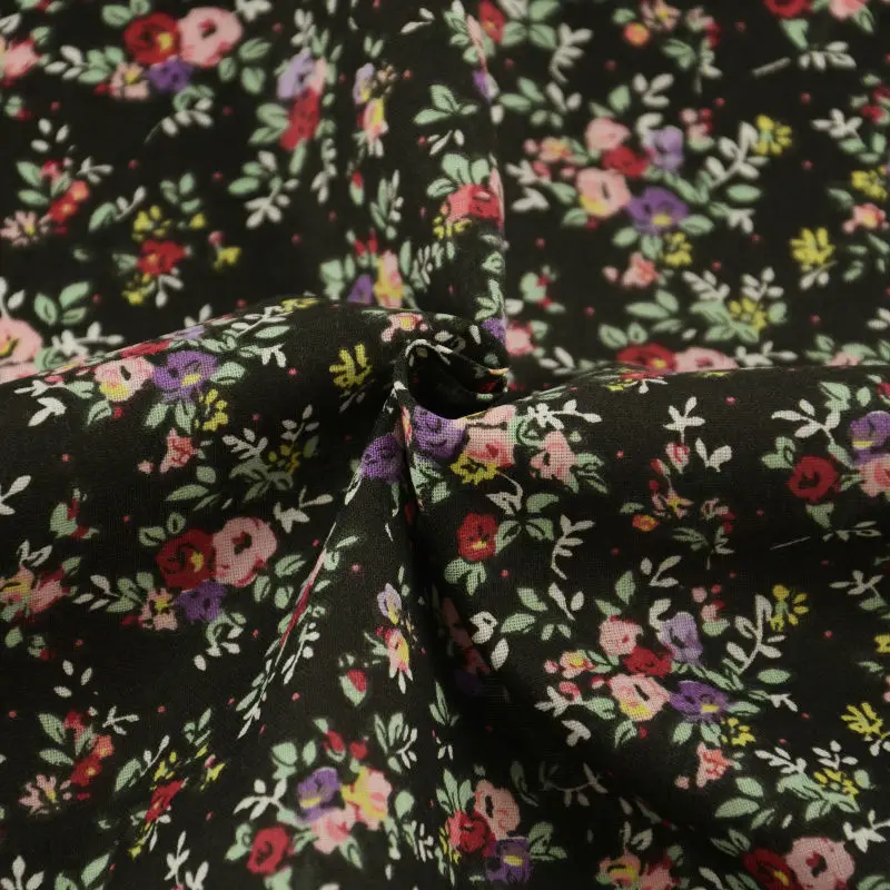

Sewing Cloth Home Textile Black 100% Cotton Fabric Plain Patchwork Scrapbooking Pretty Flowers Design Decoration Fat Quarter CM