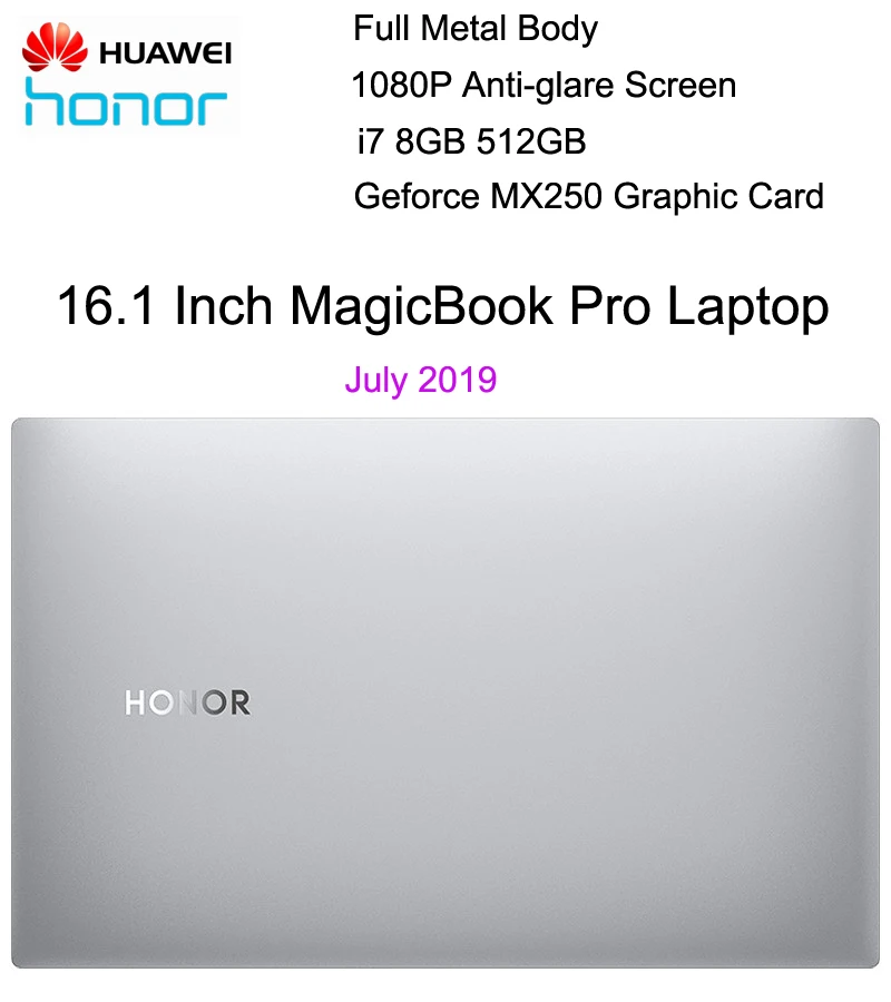 16 1 дюймовый матовый дисплей для ноутбука HUAWEI HONOR MagicBook Pro 2019 i7 8565U 8 ГБ ОЗУ 512 SSD