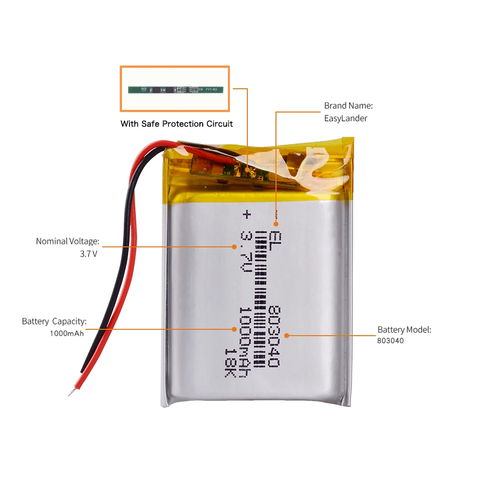 Планшетный ПК 3,7 V 1000mAh Lipo литий-полимерный аккумулятор 803040 аккумуляторная батарея с высокой емкостью