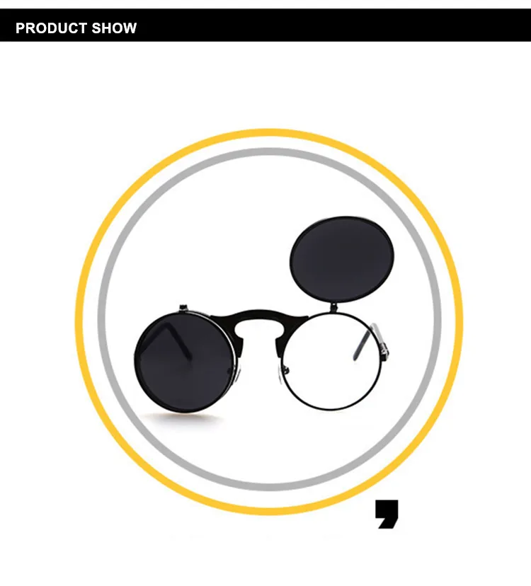 YOOSKE высокое качество женские солнцезащитные очки в стиле стимпанк Для мужчин бренд Круглый раскладушка очки с металлическим каркасом