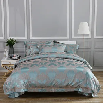 

Jacquard 4pcs Bedding Set European Style Luxury Duvet Cover Sheet Pillow Case Luxurious Elegant Romantic Silky Green 2 Size L/XL