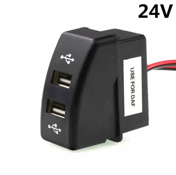 DC24V зарядное устройство для автомобиля с двумя портами USB 5V 2.1A Дополнительный
