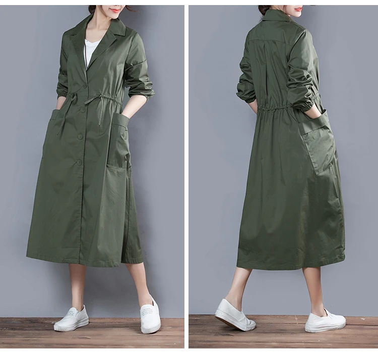 Для женщин одежда Тренч штормовка пальто 2019 новая весенняя мода досуг свободные больших размеров с длинным рукавом Женская ветровка пальто