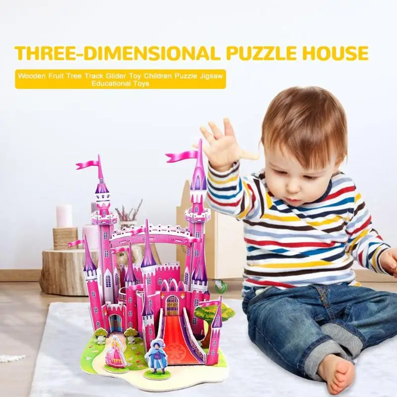 Handmade Toy Gift Funny Beauty Constructin 3D DIY Fairytale Castle Puzzle Baby Children Kids Educational Jigsaw Toy Kindergarten