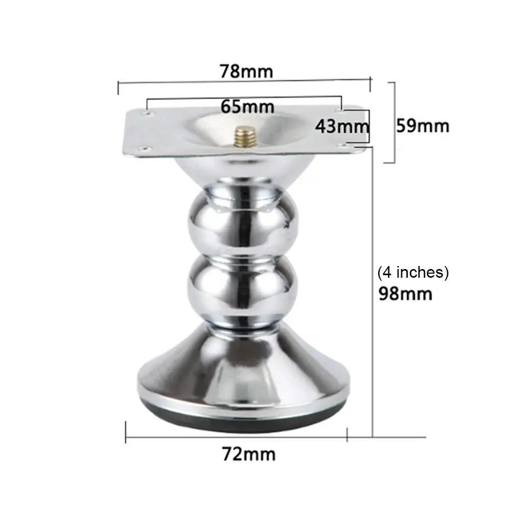 4 шт 4 "металлический шкаф, мебель ноги, Диванный кофейный столик стол и стул замена ног серебро Нескользящие износостойкие