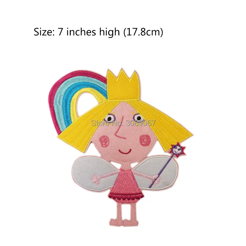 

7" Ben And Princess Holly little kingdom patch Film TV MOVIE Felt applique Character Girl halloween Cartoon Embroideried iron on
