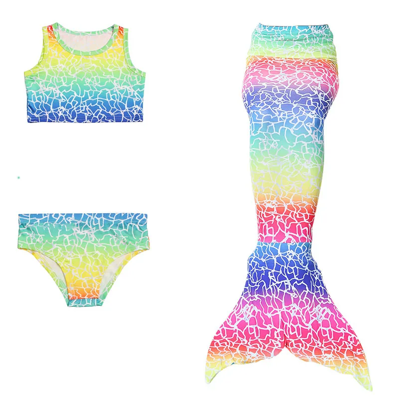 Купальник с хвостом Русалочки для девочек; Модный комплект бикини; детская одежда для плавания; маскарадные костюмы с хвостом русалки; пляжная одежда для плавания для девочек - Цвет: JP86 Swimsuit