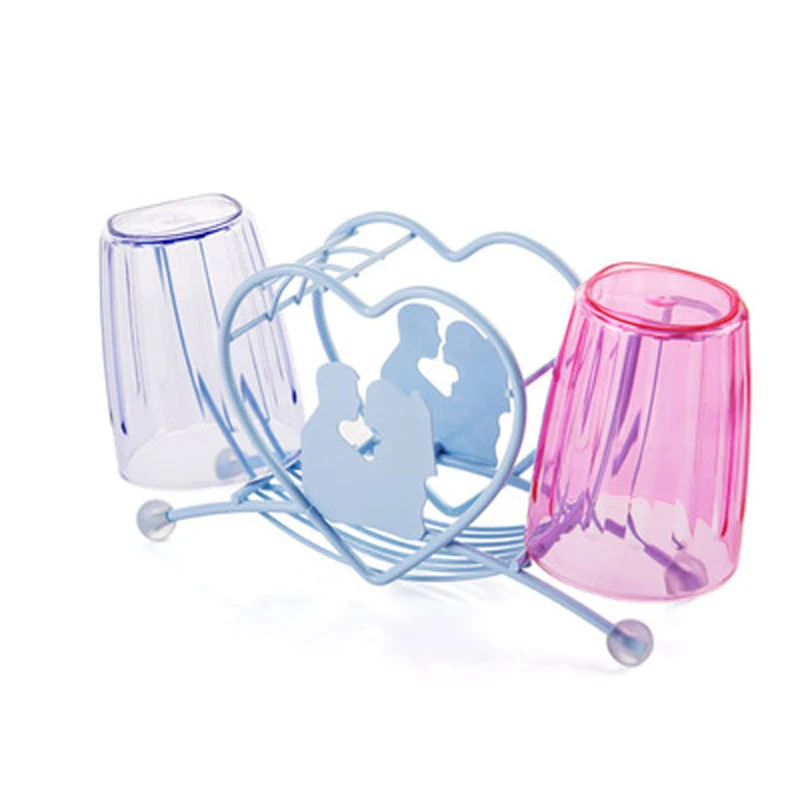 New Fashion Lovers Stainless Steel Toothpaste Toothbrush Holder Plastic Tumbler Creative Bathroom Accessories Set 3Pcs/Set