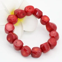 Новые модные женские браслеты 9-13 мм натуральный красный коралл неправильной формы бусины DIY свадьбы подарки ювелирных украшений 7.5 дюйма B2705