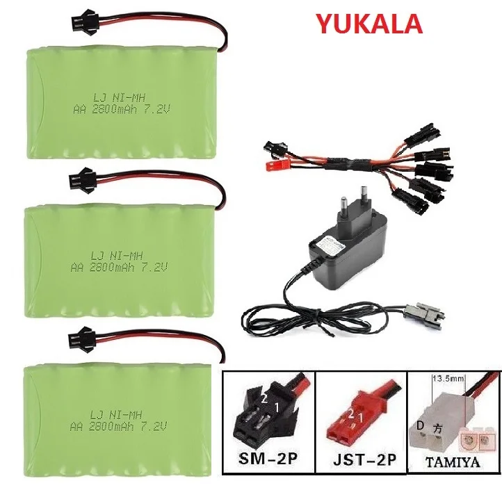 Ni mh аккумуляторная батарея YUKALA 7 2 В 2800 мА/ч SM Разъем для RC грузовиков/RC автомобилей/RC лодок/RC tank JST/SM/Tiamiya