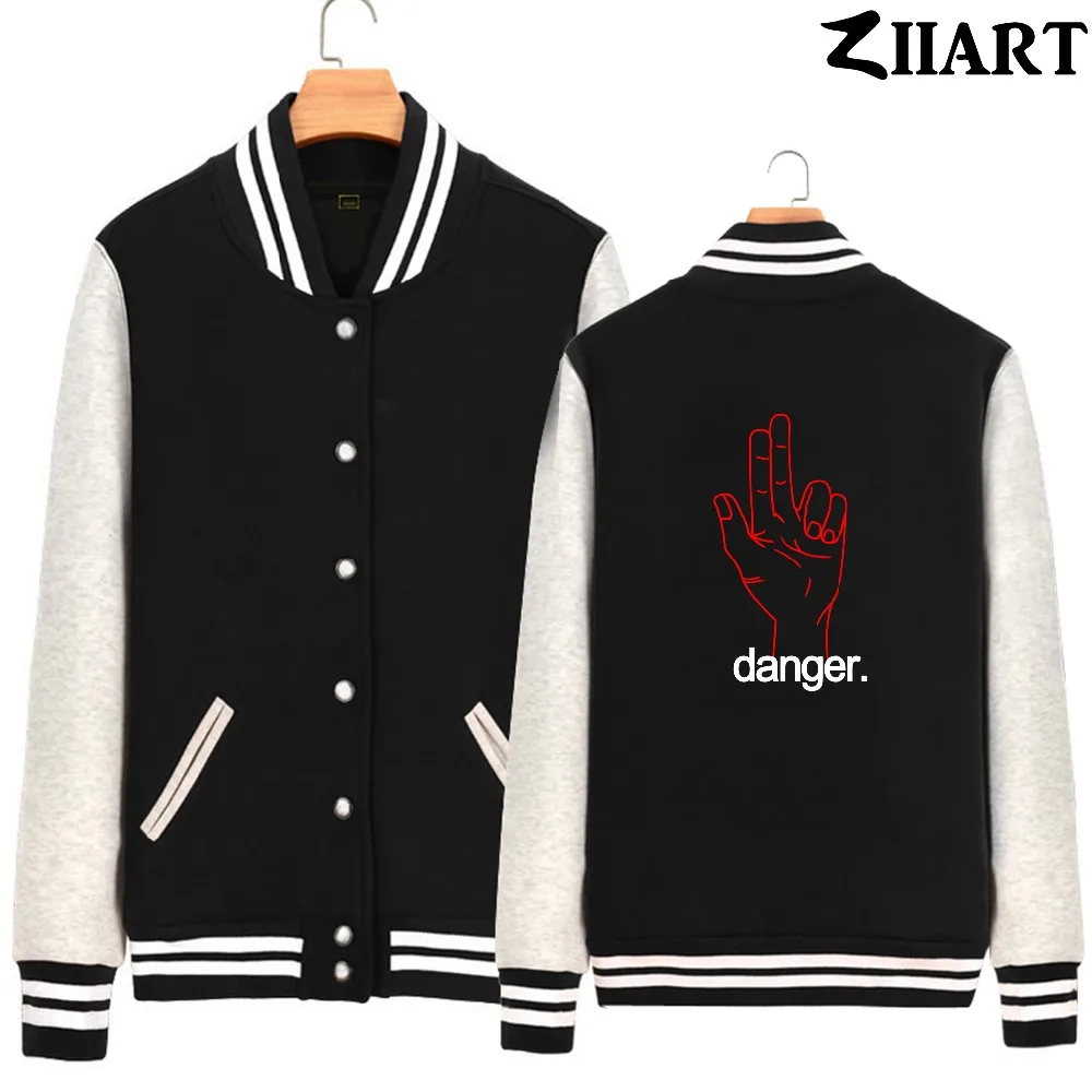 

Danger Hand Gesture Gun Stranger Things Couple Clothes Girls Woman Full Zip Autumn Winter Fleece Baseball jackets ZIIART