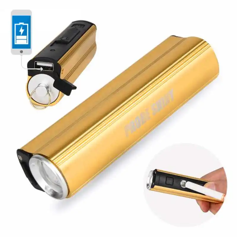

PROBE SHINY powerful led flashlight Rechargable Cigarette Lighter Flashlight Torch White Lighting lamp fanatic #3S25