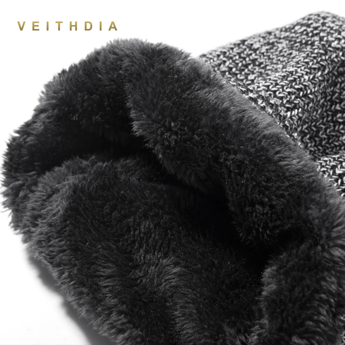Двухслойные шапки VEITHDIA мужские вязаные облегающие бархатная цветная шапка в