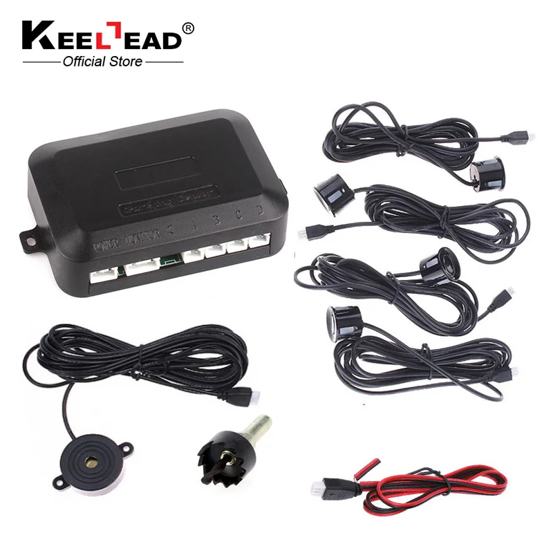 

4 Sensors Buzzer 22mm Car Parking Sensor Kit Reverse Backup Radar Sound Alert Indicator Probe System 12V 6 Colors Free Shipping