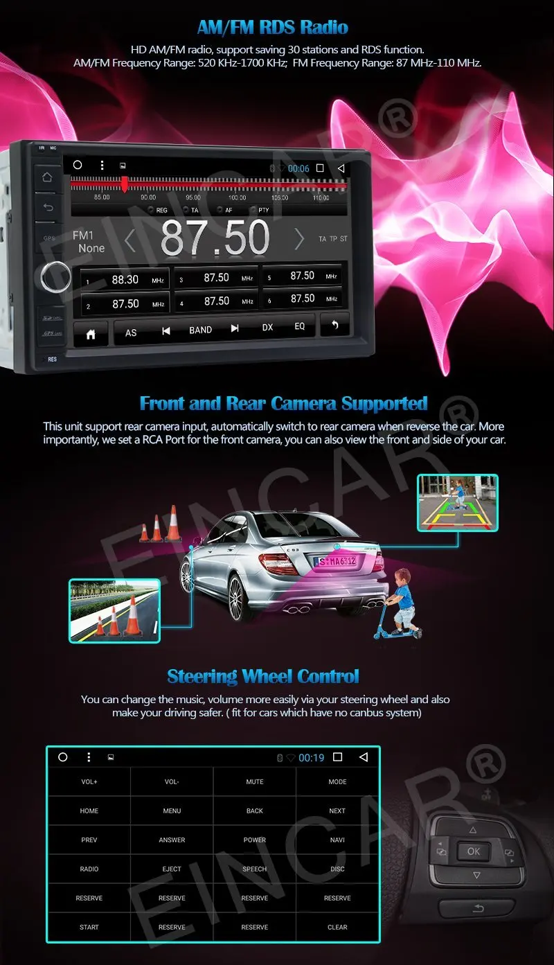 Flash Deal Android 6.0 Car Stereo Double 2 Din GPS Navigation Car Deck Radio In Dash Head unit Support Bluetooth/WiFi/OBD2/Mirrorlink/SWC 5