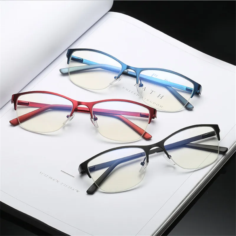 

Men/Woman Half-rimmed Glasses Fashion Eyeglasses Super Light Casual Optical Frame Metal Material frame 14