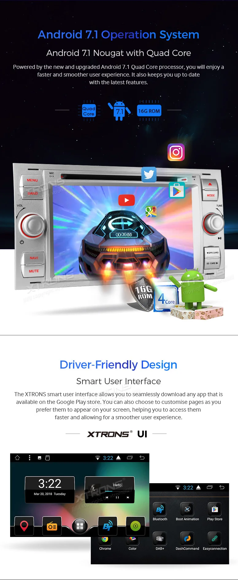 Best 7" HD Android 7.1 Digital Multi Touch Screen Car DVD Player GPS for Ford Focus II C-Max S-Max Kuga Fusion Tramsit Fiesta 4