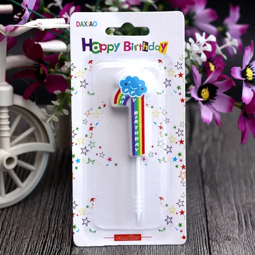 Детский день рождения свеча цифровой креативный детский день рождения торт свечи Радуга свеча - Цвет: number 1