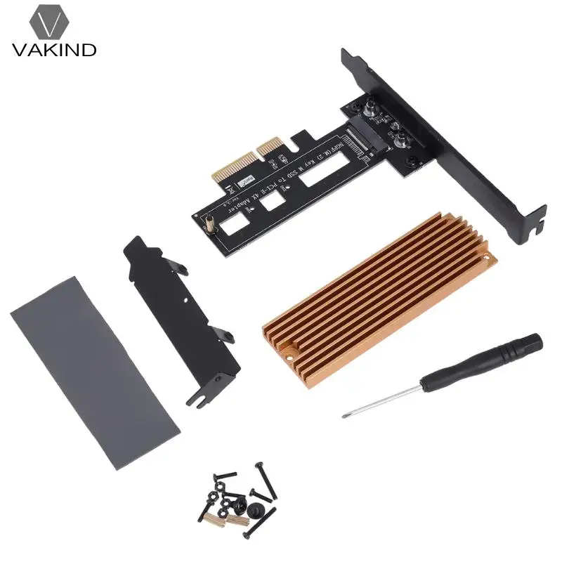Günstige NGFF M.2 schlüssel M SSD zu PCI E PCI Express 4X Adapter Karte mit Kühlkörper Kühlkörper Computer PC DIY Adapter zubehör Interconnect
