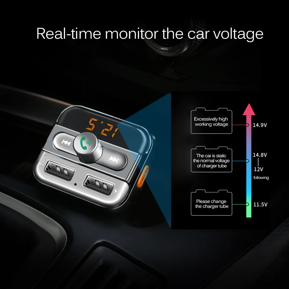 Bluetooth автомобильный комплект Handsfree FM передатчик модулятор MP3 музыкальный плеер 5 в 3.4A двойной USB Автомобильное зарядное устройство с светодиодный экран для Redmi
