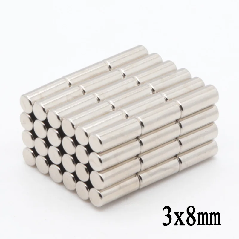 

500pcs 3x8 mm N35 NdFeB Mini Super Strong Powerful Neodymium Magnet Round Rare Earth Permanent Magnets 3*8mm