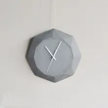 38cm Grey/White Simple Modern Resin Diamond Shape Round Large Quartz Wall Clock Fantasy Home Decoration Accessory