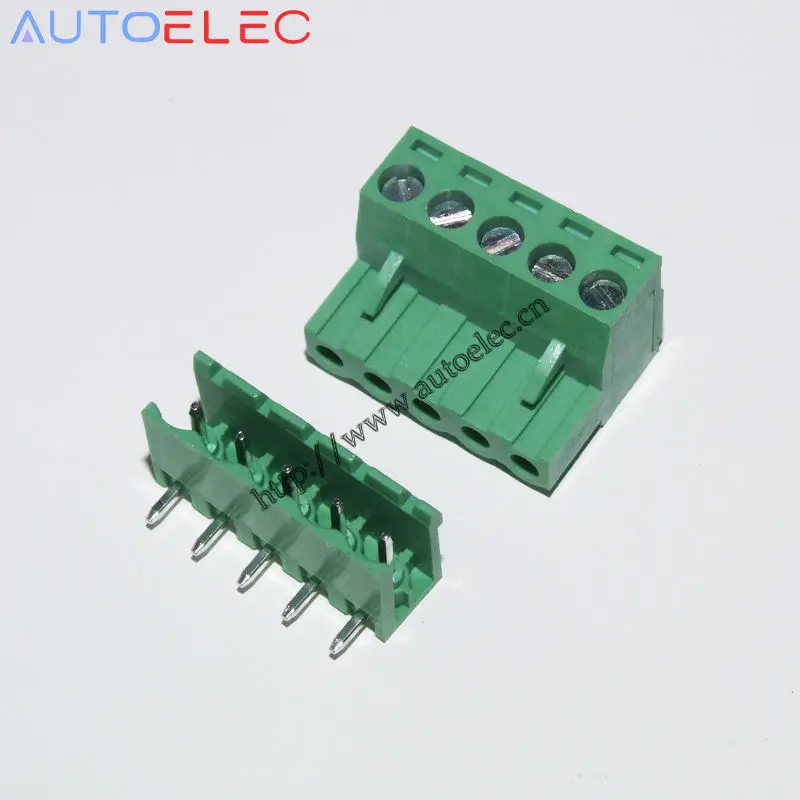 

5Pins Pitch5.0mm PCB Electrical Screw Terminal Block Connector right angle pin 100sets