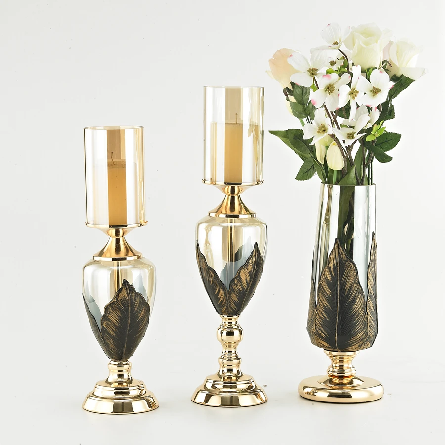 Buy Retro Classic Glass Metal Pillar Candle Holder