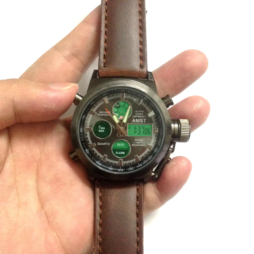Часы AMST 3003 мужские кварцевые с жк дисплеем|watch strap nylon|strap handlewatch 22mm |