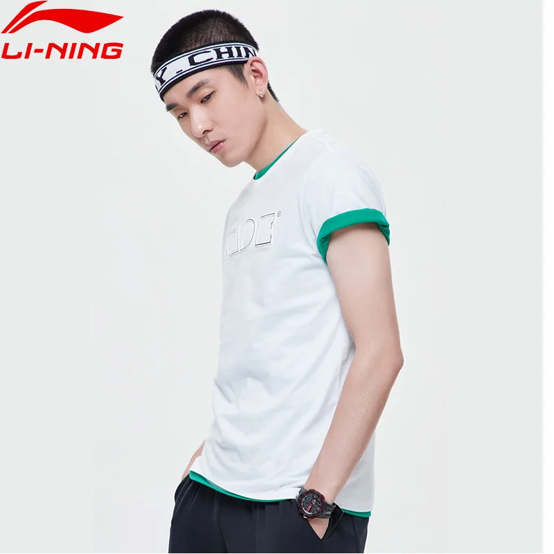 Kaufen Li Ning Männer Wade Serie Kurzarm T Regelmäßige Fit 100% Baumwolle Atmungsaktive Futter Sport Top T Shirt AHSP177 MTS3081