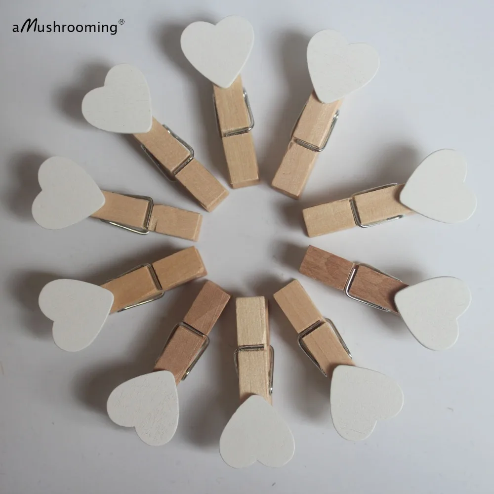 White mini clothespins, wedding clothespins, white wood pegs, wedding