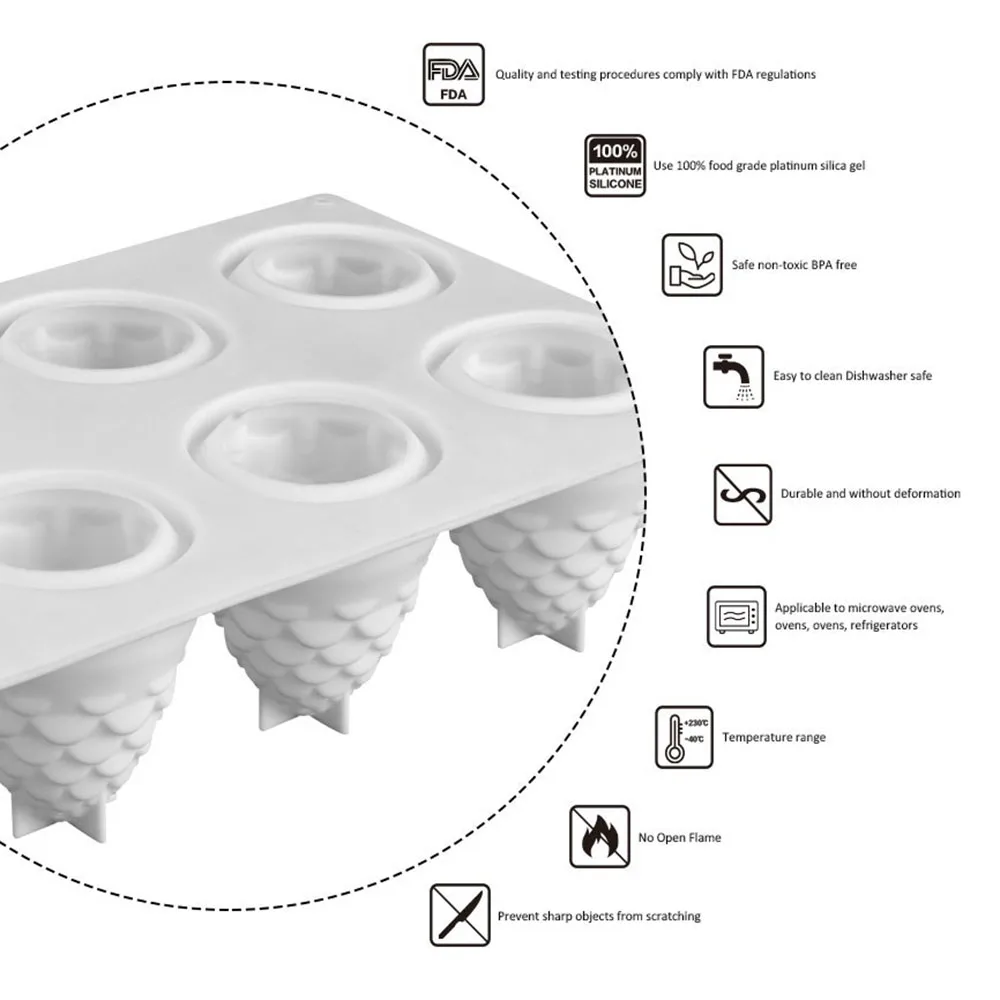 3D инструменты для украшения торта 6 отверстий ананас Рождественская шляпа силиконовая форма для торта мусс для мороженого крем-Шоколад оборудование для выпечки сковорода