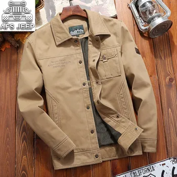 

Autumn Men Jacket 100% Cotton Business Casual Elderly Coats Loose Turn Down Collar Cargo Vintage Male Jackets