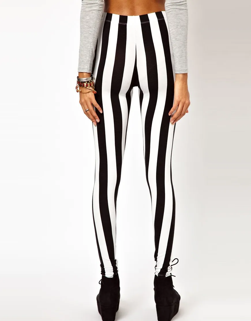 

Sexy Fashion Women Legging Black White Vertical Stripe Zebra Stretchy Leginy Pants Warm Leggings Boothoses