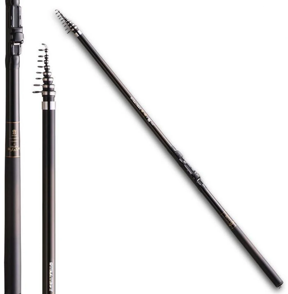 

YINGTOUAMN Carbon Black Fishing Rod 3.6 m-5.4 m Stainless Steel Guide Ring Suitable for Any Occasion Fishing Tackle